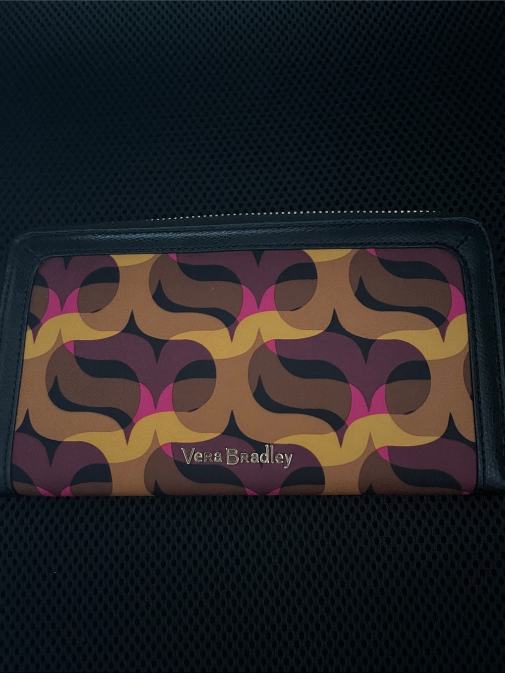 Vera Bradley Brown, Mustard & Magenta Geometric Zip Wallet